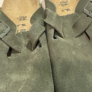 Birkenstock Olive Suede Clogs